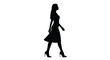 © nanda - Silhouette of a woman in a dress and high heels walking confidently against a white background.