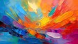 © Kari - vibrant palette abstract rough colorful multicolored art painting texture with oil brushstroke pallet knife paint on canvas