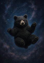 Wall Mural - Floating bear in cosmic space.