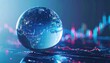 © watcharee - A digital globe with vibrant data visualizations, representing global connectivity and technology trends in a futuristic setting.