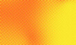 © Vjom - Retro comic-style halftone pattern with large red dots over a yellow gradient. Bright and energetic pop art background.
