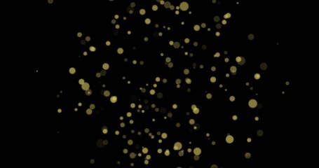 Wall Mural - Glowing golden circles clustering randomly in abstract digital space, with bokeh effect