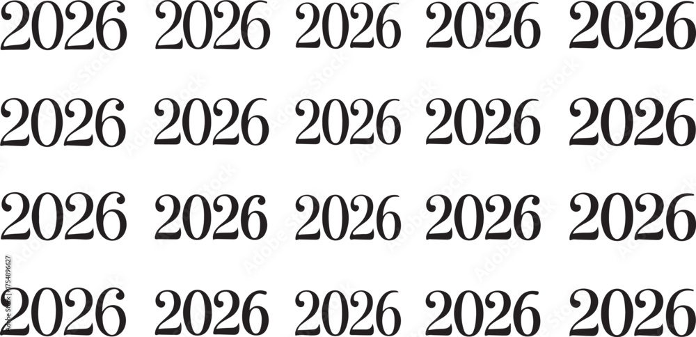 Minimalist repeating 2026 text design simple typography for year ...