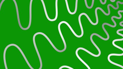 Wall Mural - Animated silver decorative wavy lines is drawn. Linear background. Looped video. Vector illustration isolated on green background.