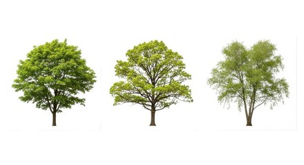 Three trees on isolated on white background