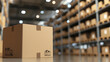 © photo for everything - Cardboard boxes in a warehouse symbolize storage, shipping, and organization for business and logistics.  Efficient supply chain at work!