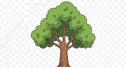 Vector illustration of a simple cartoon illustration of a large green tree with a brown trunk and branches