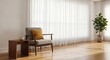 © safa - Bright Minimalist Interior with Modern Chair and Plant: Serene Home Ambiance