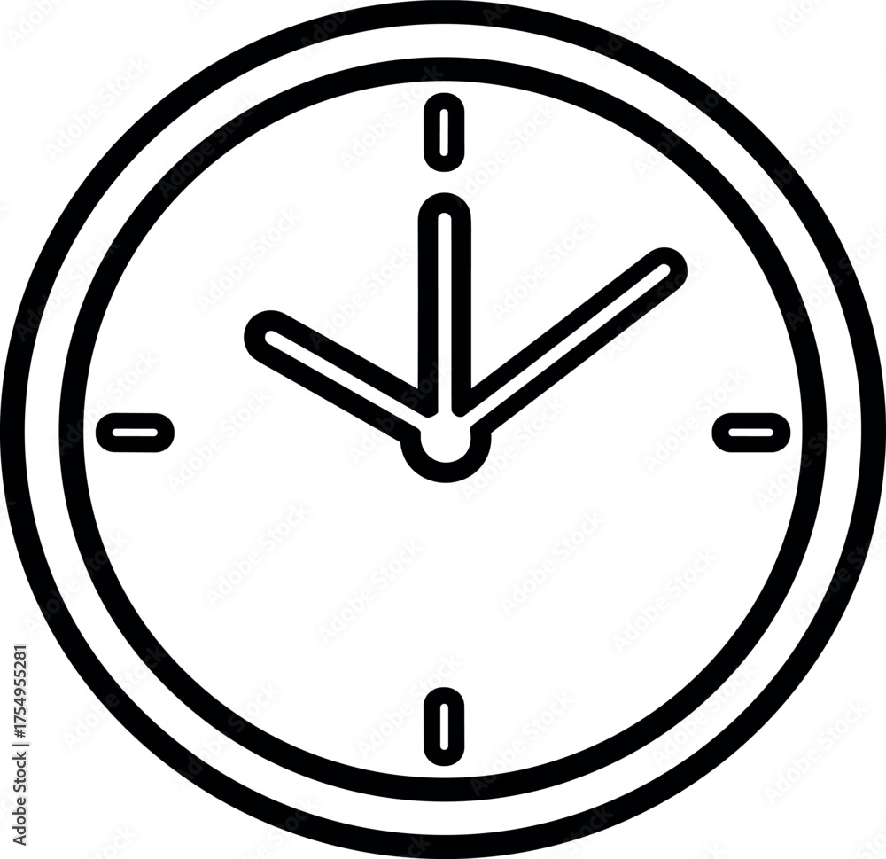 Little Simple Outline Clock Simple outline vector illustration of a classic analog clock with hands ...