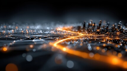 Wall Mural - Abstract Glowing Representation of Smart City Network Concept