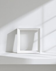 Wall Mural - Empty White Square Frame Standing Upright on Minimalist Surface
