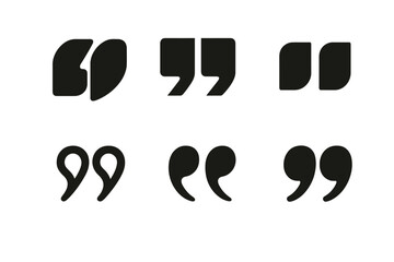 Wall Mural - Diverse Logo Designs. Conversation Starters. Set Logo of Conversation Starters: quotation marks. harmonious logo variations of the same emblematic concept,