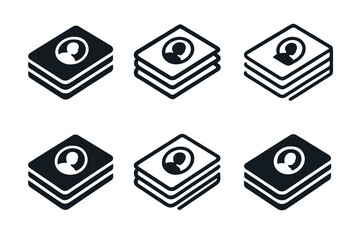 Networking Logo Variations. Your network is your net worth. Set Logo of Networking: business card stack. harmonious logo variations of the same emblematic
