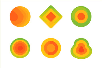 Wall Mural - Harmonious Heatmap Logos. Heatmapping. Set Logo of Heatmapping: circular gradient hot spot. harmonious logo variations of the same emblematic concept, each