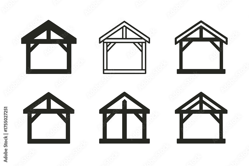 Timber Structure Logos Timber Structure Logos. 3D model of building skeleton. Set Logo of 3D ...