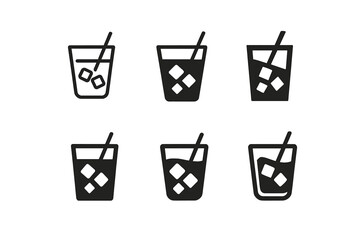 Wall Mural - Cocktail Logo Variations. Cocktail Combinations. Set Logo of Cocktail Combinations: cocktail with ice cubes. harmonious logo variations of the same emblematic