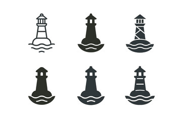 Wall Mural - Buoy Logo Variations. buoy floating. Set Logo of buoy floating: Lighthouse. harmonious logo variations of the same emblematic concept, each with different