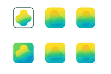 Wall Mural - Diverse Heatmap Logos. Heatmapping. Set Logo of Heatmapping: gradient heatmap square. harmonious logo variations of the same emblematic concept, each with
