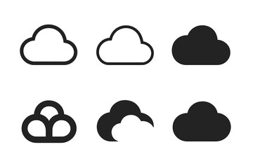 Wall Mural - Cloud Logo Variations. Clouds. Set Logo of Clouds: stylized cloud icon. harmonious logo variations of the same emblematic concept, each with different artistic