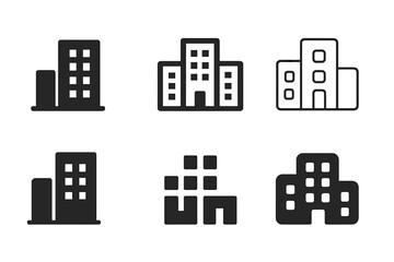 Wall Mural - Diverse Office Logos. Job Interview Setting. Set Logo of Job Interview Setting: office building icon. harmonious logo variations of the same emblematic