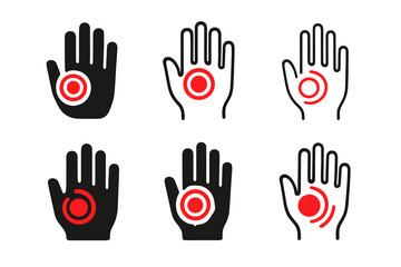 Wall Mural - Arthritis Logo Variations. Arthritis Flare-Up. Set Logo of Arthritis Flare-Up: hand or finger with red highlight icon. harmonious logo variations of the same