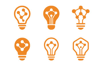 Wall Mural - Diverse Innovation Logos. Crowdsourced Innovation. Set Logo of Crowdsourced Innovation: lightbulb with connecting nodes. harmonious logo variations of the same
