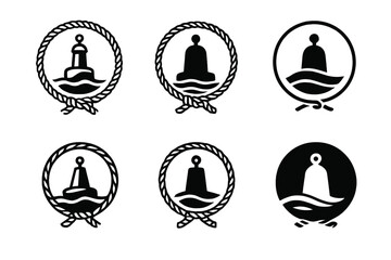 Wall Mural - Buoy Logo Variations. buoy floating. Set Logo of buoy floating: Rope. harmonious logo variations of the same emblematic concept, each with different artistic