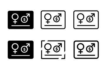 Wall Mural - Equal Pay Logos. Workplace Equality and Pay Disparity. Set Logo of Workplace Equality and Pay Disparity: paycheck icon. harmonious logo variations of the same