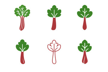 Wall Mural - Rhubarb Logo Variations. Rhubarb. Set Logo of Rhubarb: rhubarb flower stalk. harmonious logo variations of the same emblematic concept, each with different