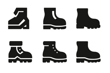 Wall Mural - Boots Logo Variations. Boots. Set Logo of Boots: work boots. harmonious logo variations of the same emblematic concept, each with different artistic