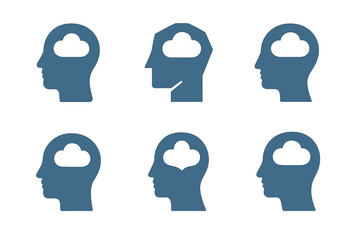 Wall Mural - PTSD Therapy Logos. Therapy for PTSD. Set Logo of Therapy for PTSD: person with calm mind icon. harmonious logo variations of the same emblematic concept, each