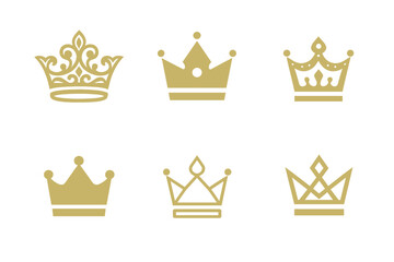 Wall Mural - Elegant Crown Logos. Luxury. Set Logo of Luxury: elegant crown with intricate details. harmonious logo variations of the same emblematic concept, each with