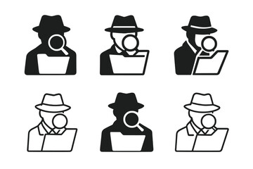 Wall Mural - Investigator Logo Collection. Investigator Reviewing Case Files. Set Logo of Investigator Reviewing Case Files: open file folder. harmonious logo variations of