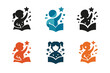 © Coosh448 - Creative Learning Logos. Children Engaged in Creative Learning. Set Logo of Children Engaged in Creative Learning: abstract child creativity icon. harmonious