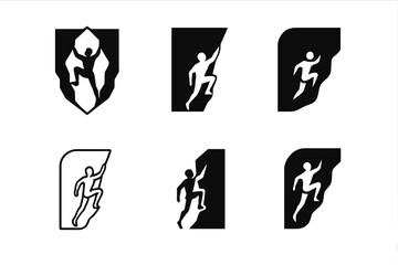 Wall Mural - Climbing Logo Variations. Speed climbing. Set Logo of Climbing sports: cliff face silhouette. harmonious logo variations of the same emblematic concept, each