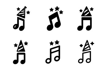 Wall Mural - New Year Logo Variations. New Year Party. Set Logo of New Year Party: music notes. harmonious logo variations of the same emblematic concept, each with