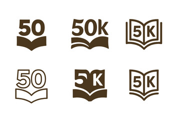 Wall Mural - Creative 50K Logo Variations. 50K. Set Logo of 50K: Book. harmonious logo variations of the same emblematic concept, each with different artistic