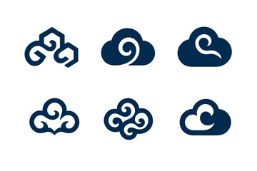 Wall Mural - Abstract Cloud Logo Variations. Clouds. Set Logo of Clouds: abstract swirling cloud. harmonious logo variations of the same emblematic concept, each with