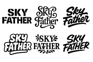 Wall Mural - Sky Father Lettering Grid. Sky Father. Set lettering. harmonious lettering variations of the same emblematic concept (Stencil-inspired urban lettering,