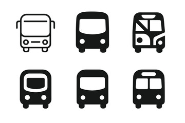 Wall Mural - Diverse Bus Logo Designs. Public Transport. Set Logo of Public Transport: bus silhouette. harmonious logo variations of the same emblematic concept, each with