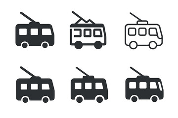 Wall Mural - Trolleybus Logo Variations. Public Transport. Set Logo of Public Transport: trolleybus with overhead lines. harmonious logo variations of the same emblematic