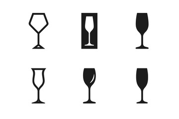 Wall Mural - Elegant Glass Logo Variations. Luxury. Set Logo of Luxury: elegant wine glass or champagne flute. harmonious logo variations of the same emblematic concept,