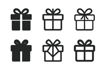 Wall Mural - Gift Logo Variations. Gifts. Set Logo of Gifts: decorative bow on gift. harmonious logo variations of the same emblematic concept, each with different artistic