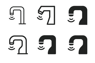 Wall Mural - Harmonious Tap Logos. Tap with aerator. Set Logo of Tap with aerator: touchless sensor tap. harmonious logo variations of the same emblematic concept, each