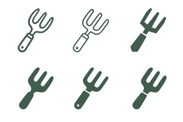 Wall Mural - Gardening Tools Logos. Gardening tools. Set Logo of Gardening tools: hand cultivator (three-prong). harmonious logo variations of the same emblematic concept,