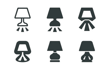Wall Mural - Bedside Lamp Logos. Turning on a bedside lamp. Set Logo of Turning on a bedside lamp: nightlight beam and shadow. harmonious logo variations of the same
