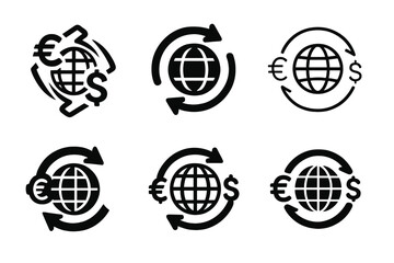 Wall Mural - Global Business Logos. Global business. Set Logo of Global business: currency exchange symbols. harmonious logo variations of the same emblematic concept, each