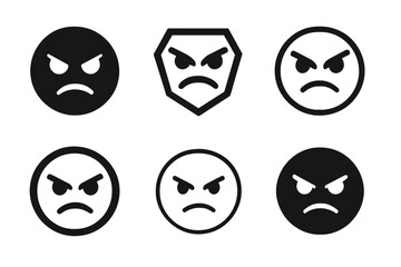 Wall Mural - Anger Logo Variations. Anger. Set Logo of Anger: face with furrowed brows and frown. harmonious logo variations of the same emblematic concept, each with