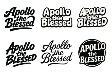Wall Mural - Apollo Emblem Lettering Grid. Apollo the Blessed. Set lettering. harmonious lettering variations of the same emblematic concept (Bold hand-lettering with