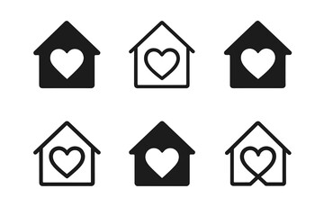 Wall Mural - Charity Logo Variations. Charity gifts. Set Logo of Charity gifts: shelter house. harmonious logo variations of the same emblematic concept, each